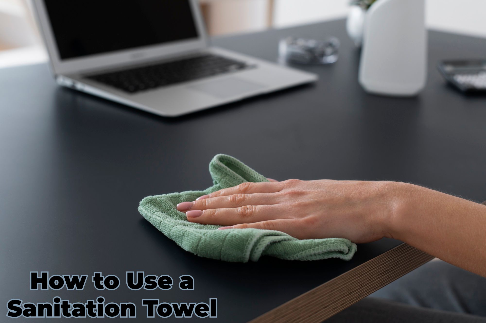 How to Use a Sanitation Towel - Woman Cleaning Computer Table