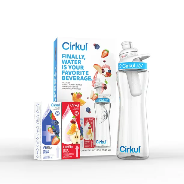 Cirkul Water Bottle with Flavor Starter Kit - Enhanced Hydration with Customizable Flavors