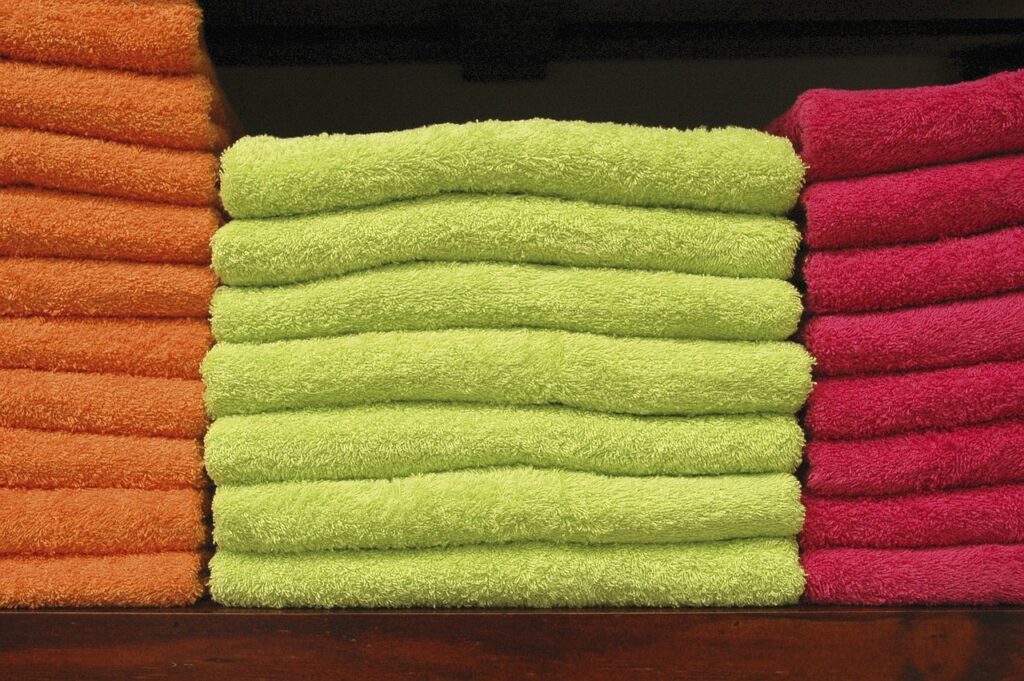 A close-up of a soft, cotton towels.