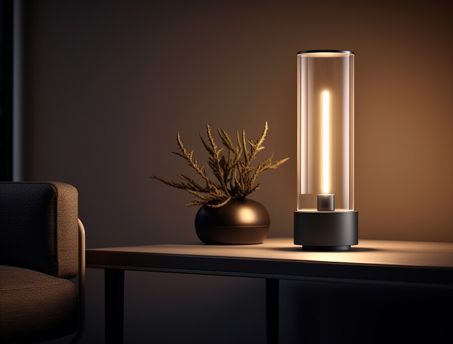 A modern photorealistic desk lamp design