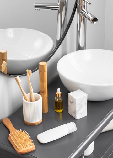 White bathroom accessories set image