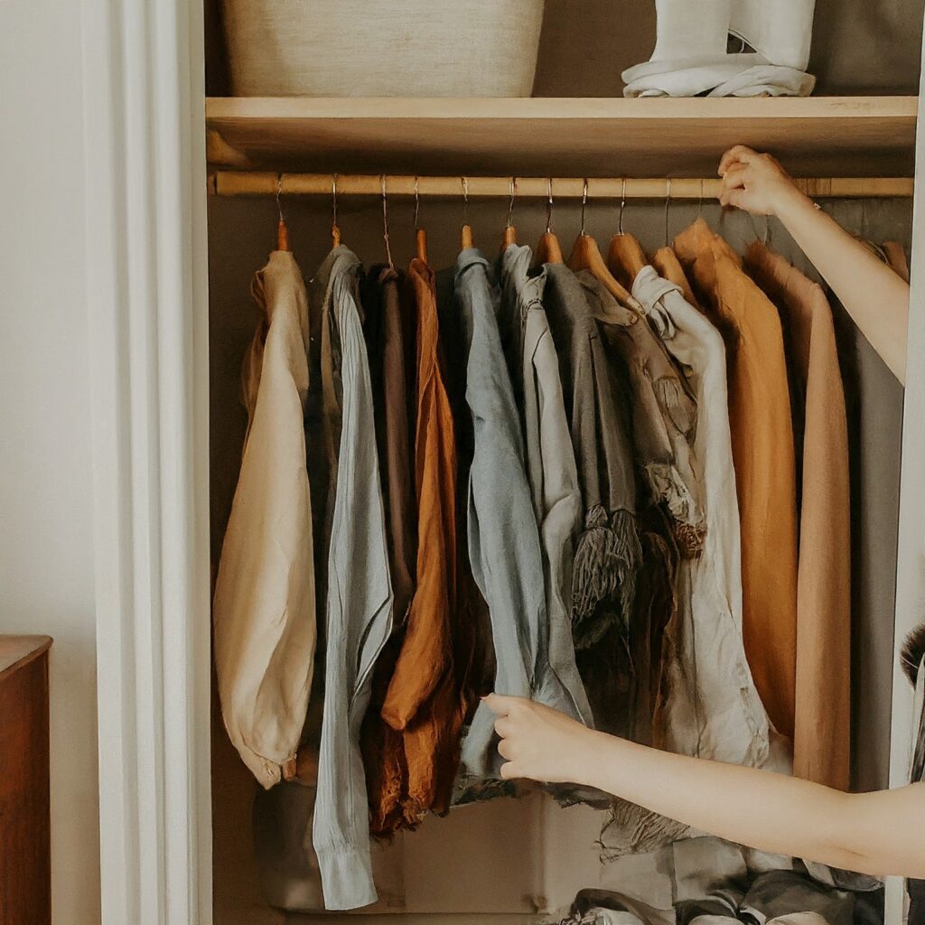 A person cleaning out a closet